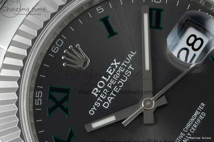 0212 DateJust 41 126334 NTF 1:1 Best Edition 904L Steel Gray Dial Green Roman on Oyster Bracelet VR ZeroBulk 2285